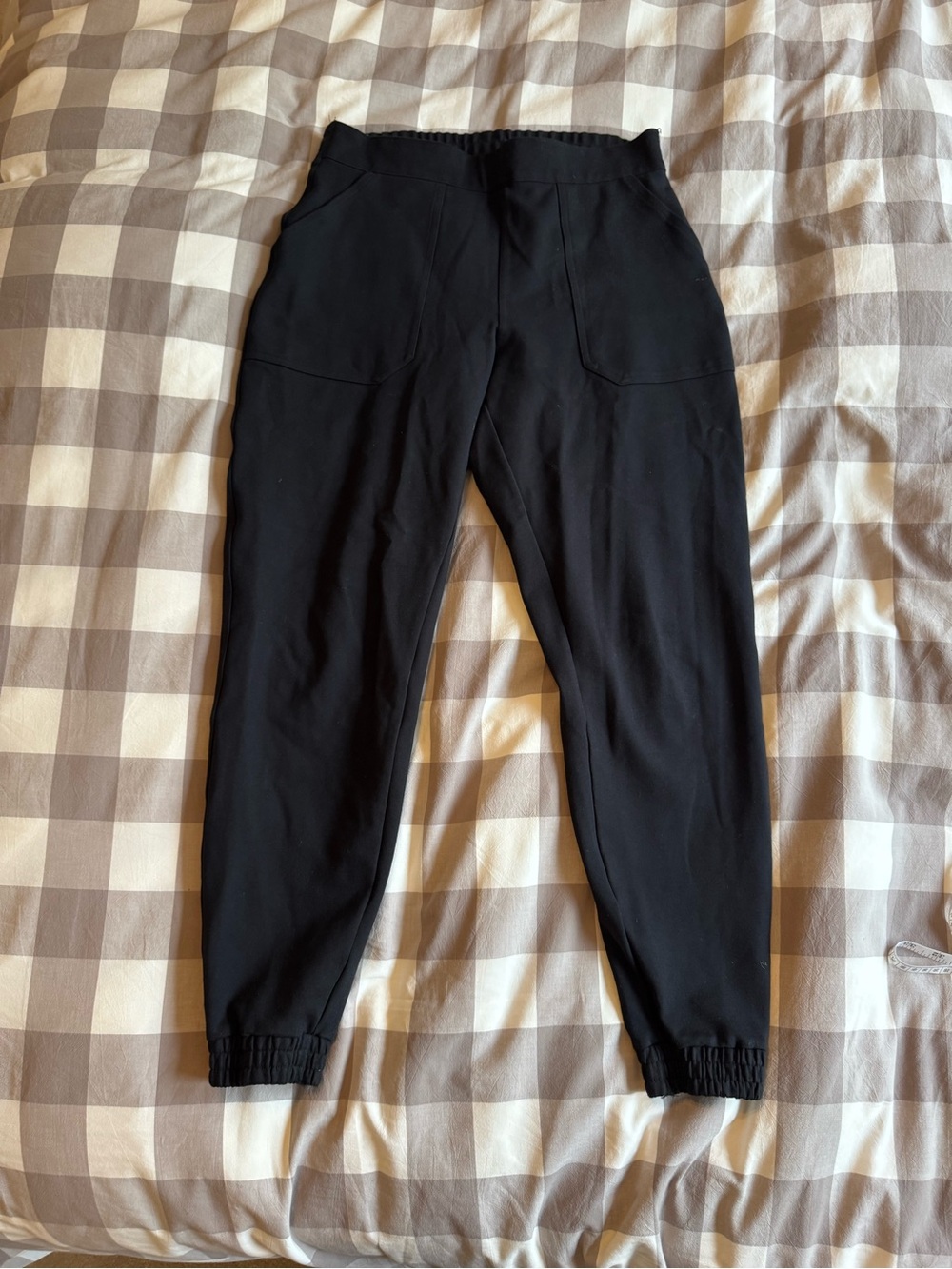 SPANX size L Black Pull-On Active Pants with Red Brand Tab